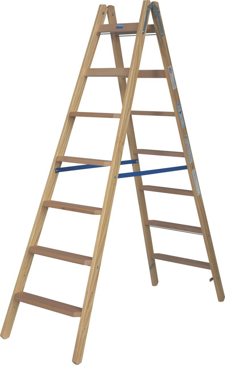 Krause STABILO Professional két oldalon járható lépcső- / létrafokos fa állólétra, 2x7 fokos termék fő termékképe